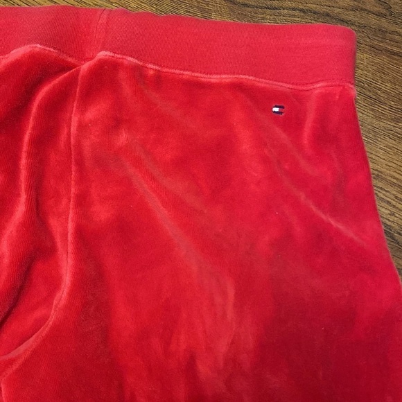 🌷 Tommy Hilfiger 🌷 Red Velour Straight Flare Leg Lounge Pants - Picture 7 of 10